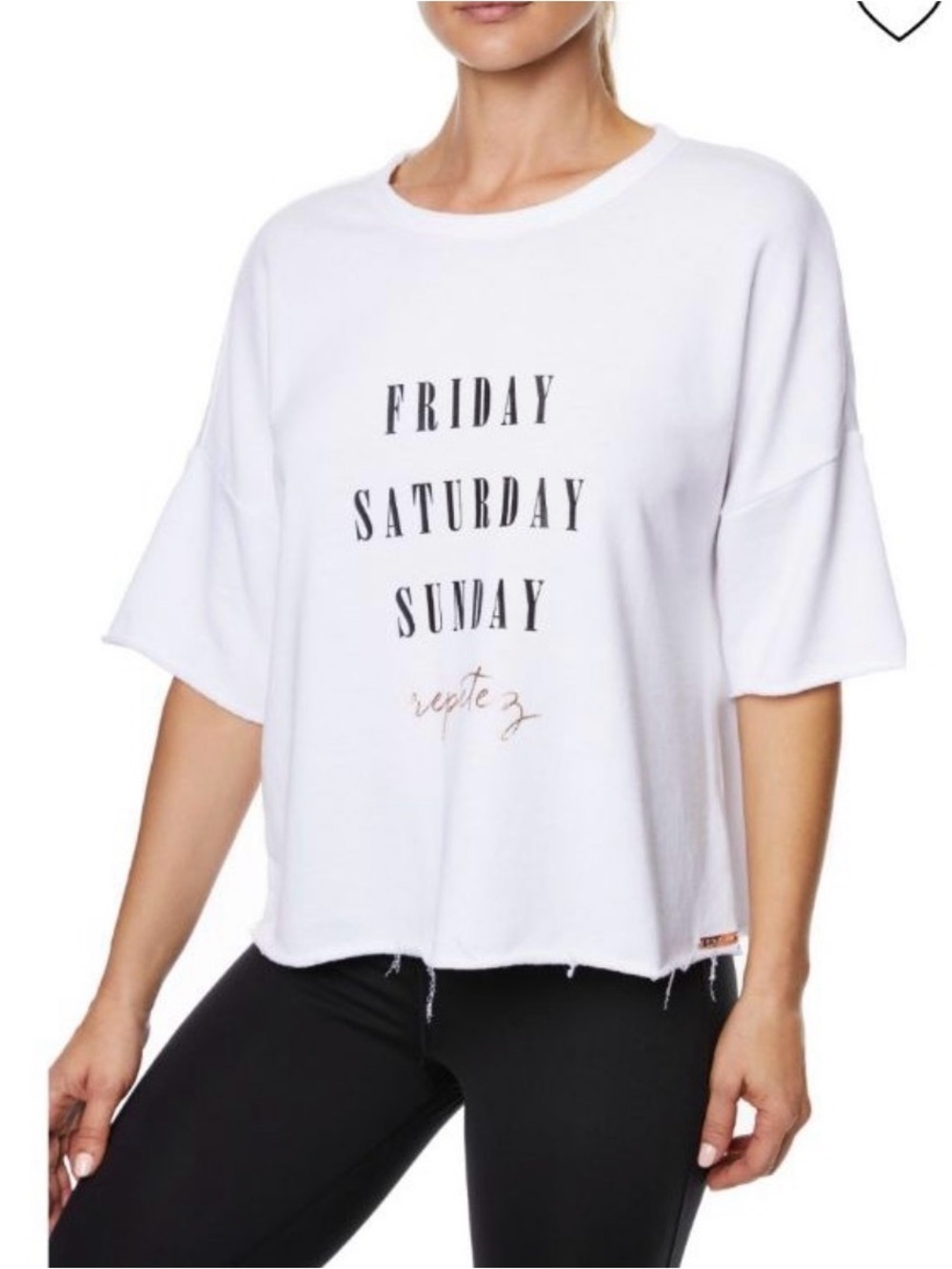 Betsey Johnson Performance Friday Saturday Sunday Repeat Sweatshirt L